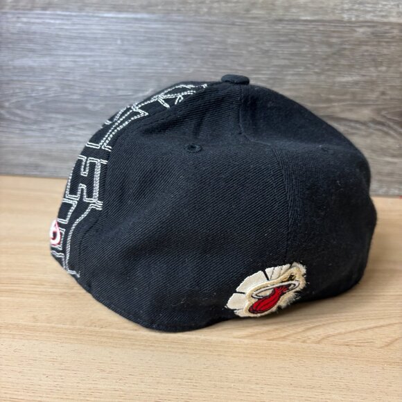Vintage Miami Heat Hat Cap Fitted 7 3/4 Black NBA Basketball UNK - Picture 5 of 10